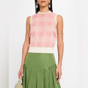 L Lela Rose Check Knit Tank Top